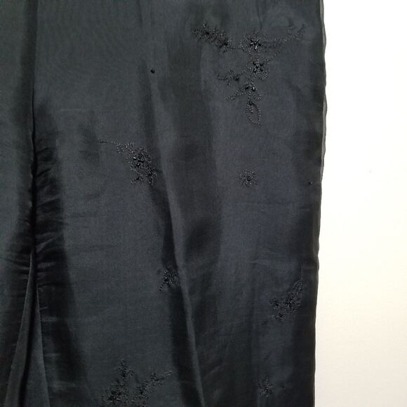 Ann Taylor Black Silk Embroidered Pants 12 - Picture 4 of 7